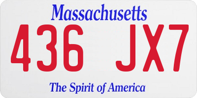 MA license plate 436JX7