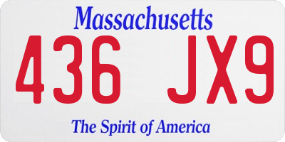 MA license plate 436JX9