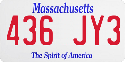 MA license plate 436JY3