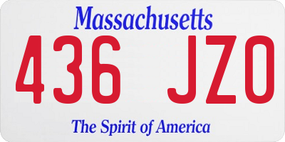 MA license plate 436JZ0