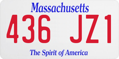 MA license plate 436JZ1