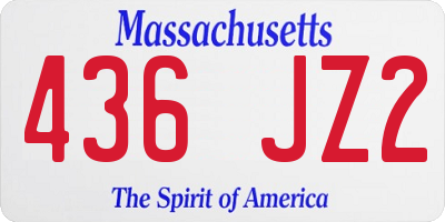 MA license plate 436JZ2