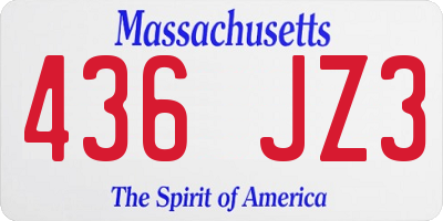 MA license plate 436JZ3