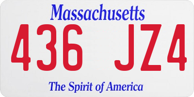 MA license plate 436JZ4