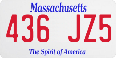MA license plate 436JZ5