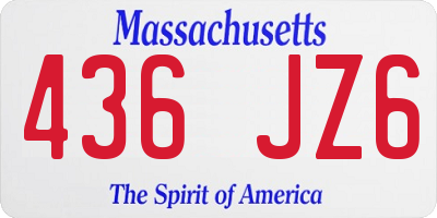 MA license plate 436JZ6