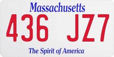 MA license plate 436JZ7