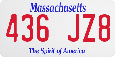 MA license plate 436JZ8