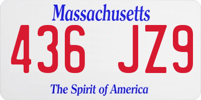 MA license plate 436JZ9