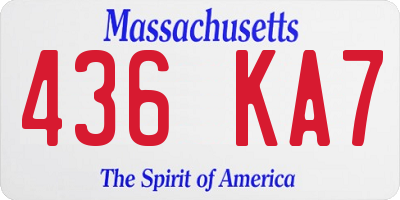 MA license plate 436KA7