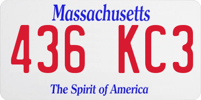 MA license plate 436KC3