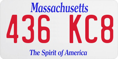 MA license plate 436KC8