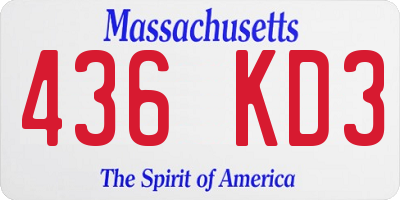 MA license plate 436KD3
