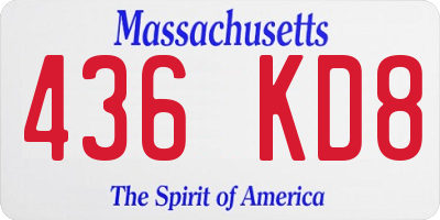 MA license plate 436KD8