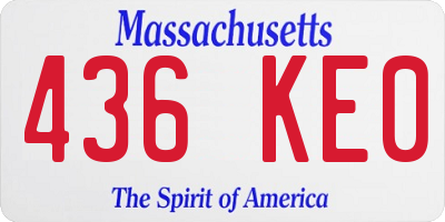 MA license plate 436KE0