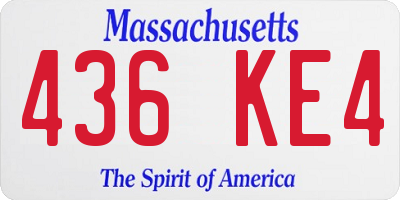 MA license plate 436KE4