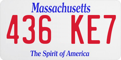 MA license plate 436KE7