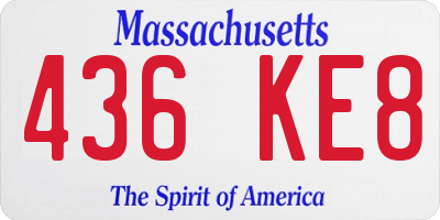 MA license plate 436KE8