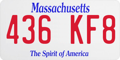 MA license plate 436KF8