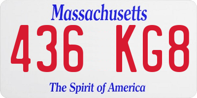 MA license plate 436KG8