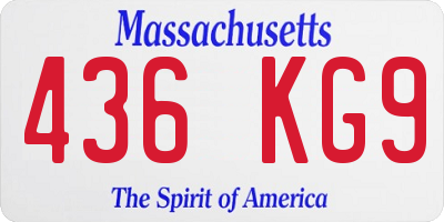 MA license plate 436KG9