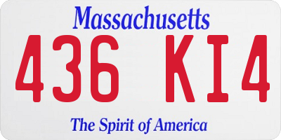 MA license plate 436KI4