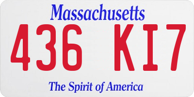 MA license plate 436KI7