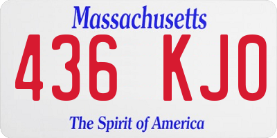 MA license plate 436KJ0