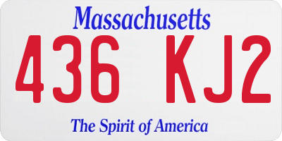 MA license plate 436KJ2
