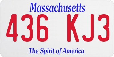 MA license plate 436KJ3