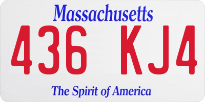 MA license plate 436KJ4