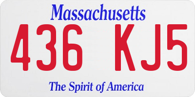 MA license plate 436KJ5
