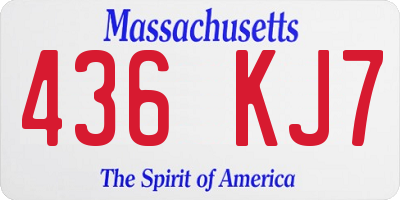 MA license plate 436KJ7