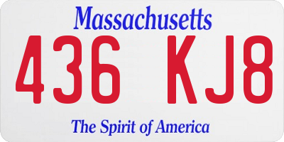 MA license plate 436KJ8