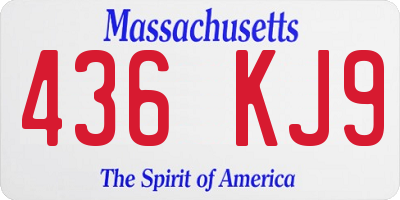 MA license plate 436KJ9