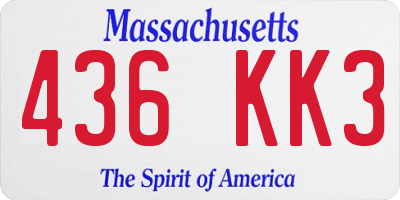 MA license plate 436KK3