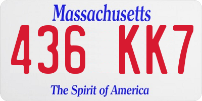 MA license plate 436KK7