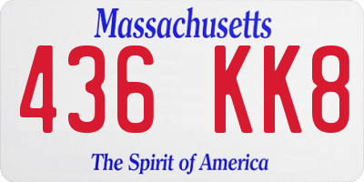 MA license plate 436KK8