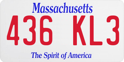 MA license plate 436KL3