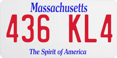 MA license plate 436KL4