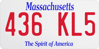 MA license plate 436KL5