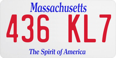 MA license plate 436KL7