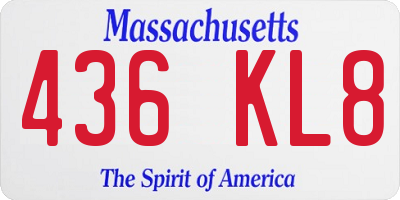 MA license plate 436KL8