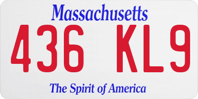 MA license plate 436KL9