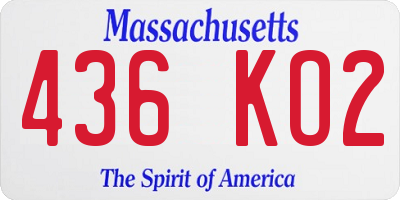 MA license plate 436KO2