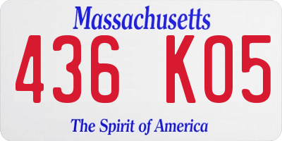 MA license plate 436KO5