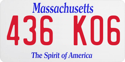 MA license plate 436KO6