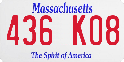 MA license plate 436KO8