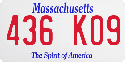 MA license plate 436KO9