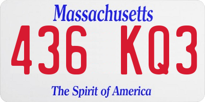 MA license plate 436KQ3